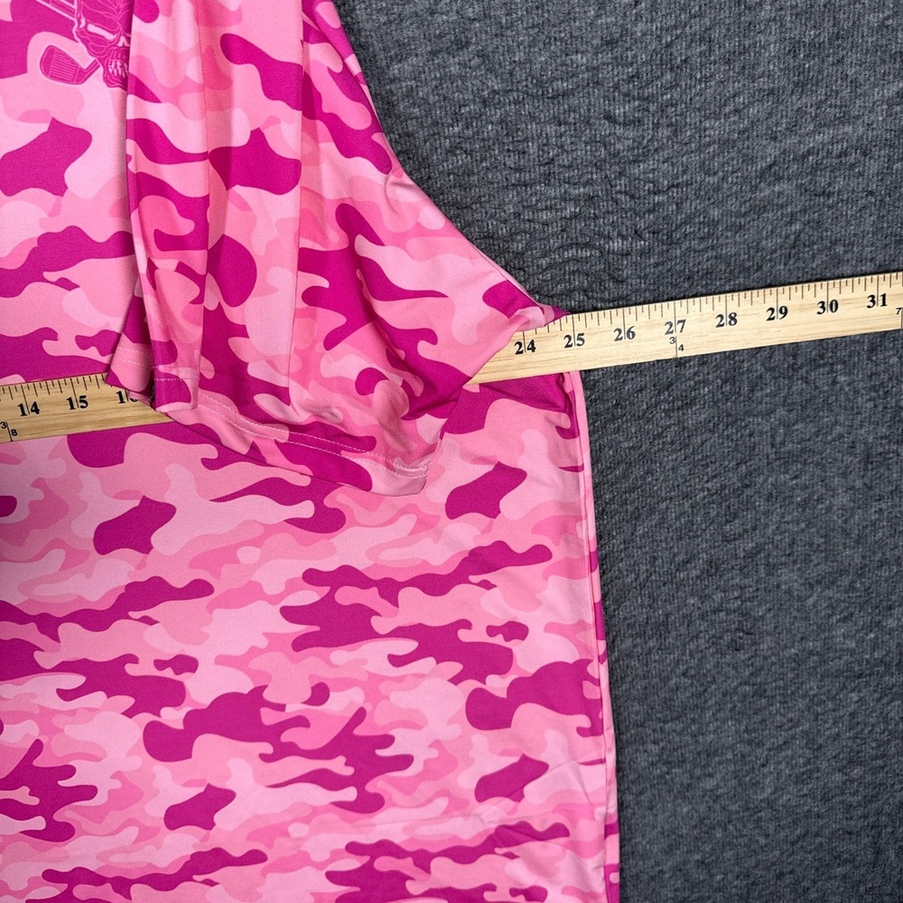 Tattoo Golf Polo Shirt Mens 2XL Pink Camo Skull Crossbones Performance Stretch - Picture 6 of 9